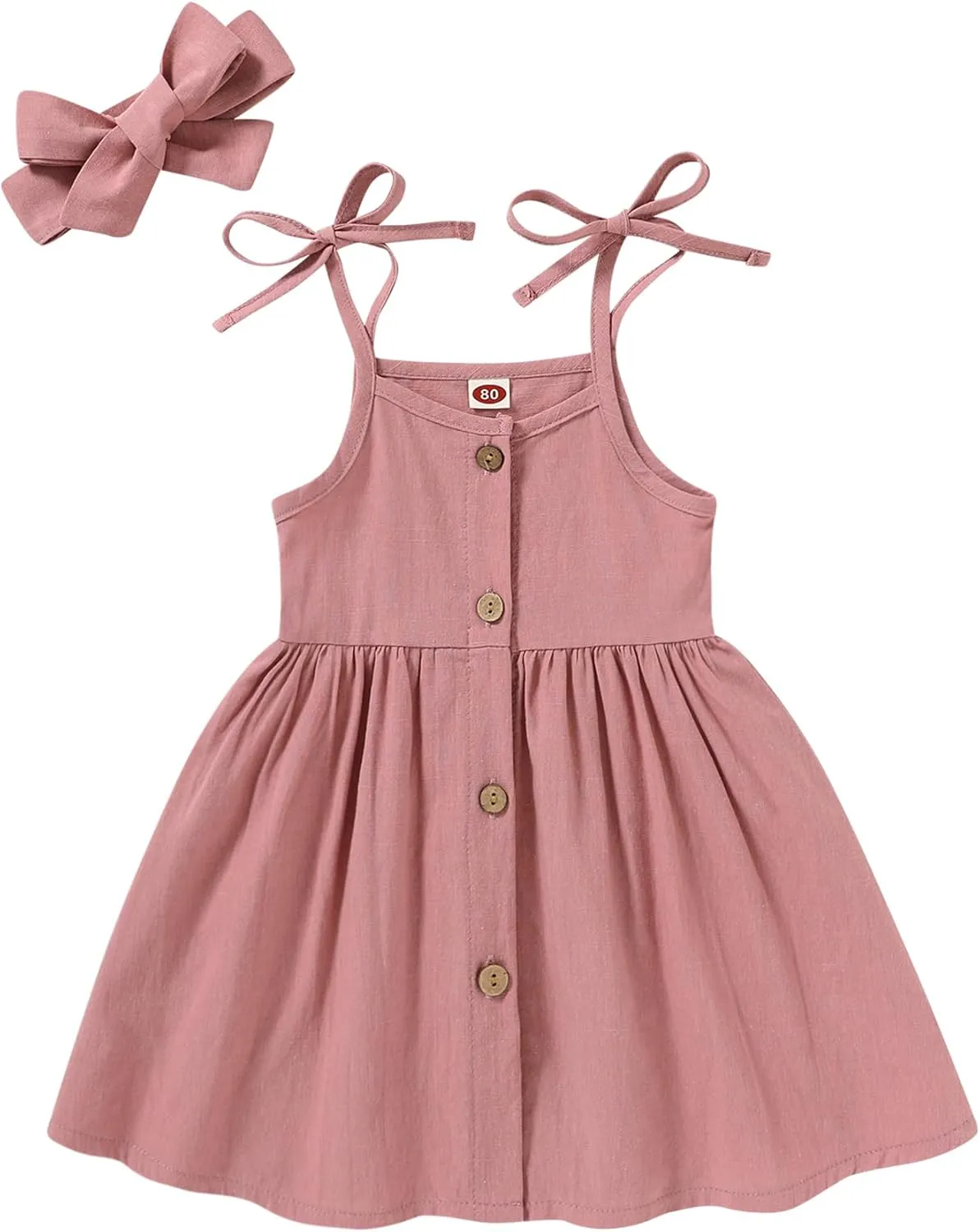 Happy Town 1-6 Years Toddler Baby Girls Summer Button Strap Dress Princess Sundress