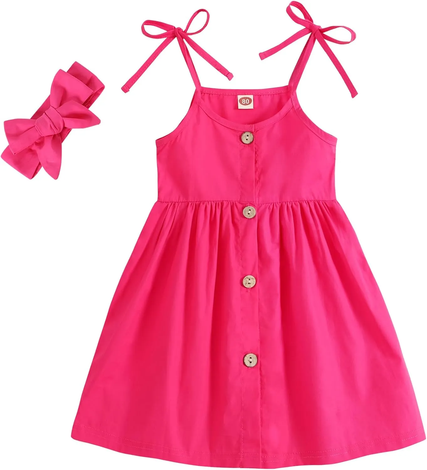 Happy Town 1-6 Years Toddler Baby Girls Summer Button Strap Dress Princess Sundress
