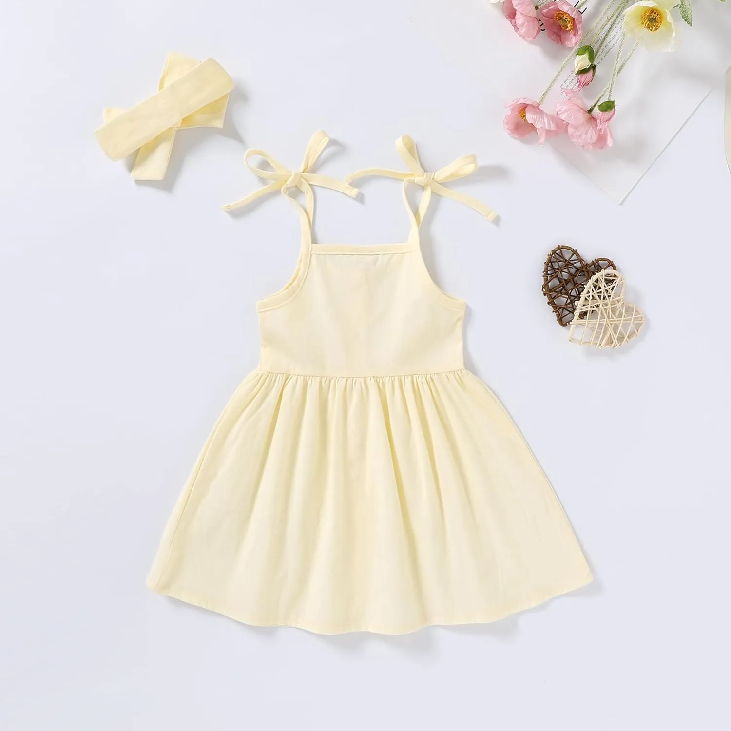 Happy Town 1-6 Years Toddler Baby Girls Summer Button Strap Dress Princess Sundress