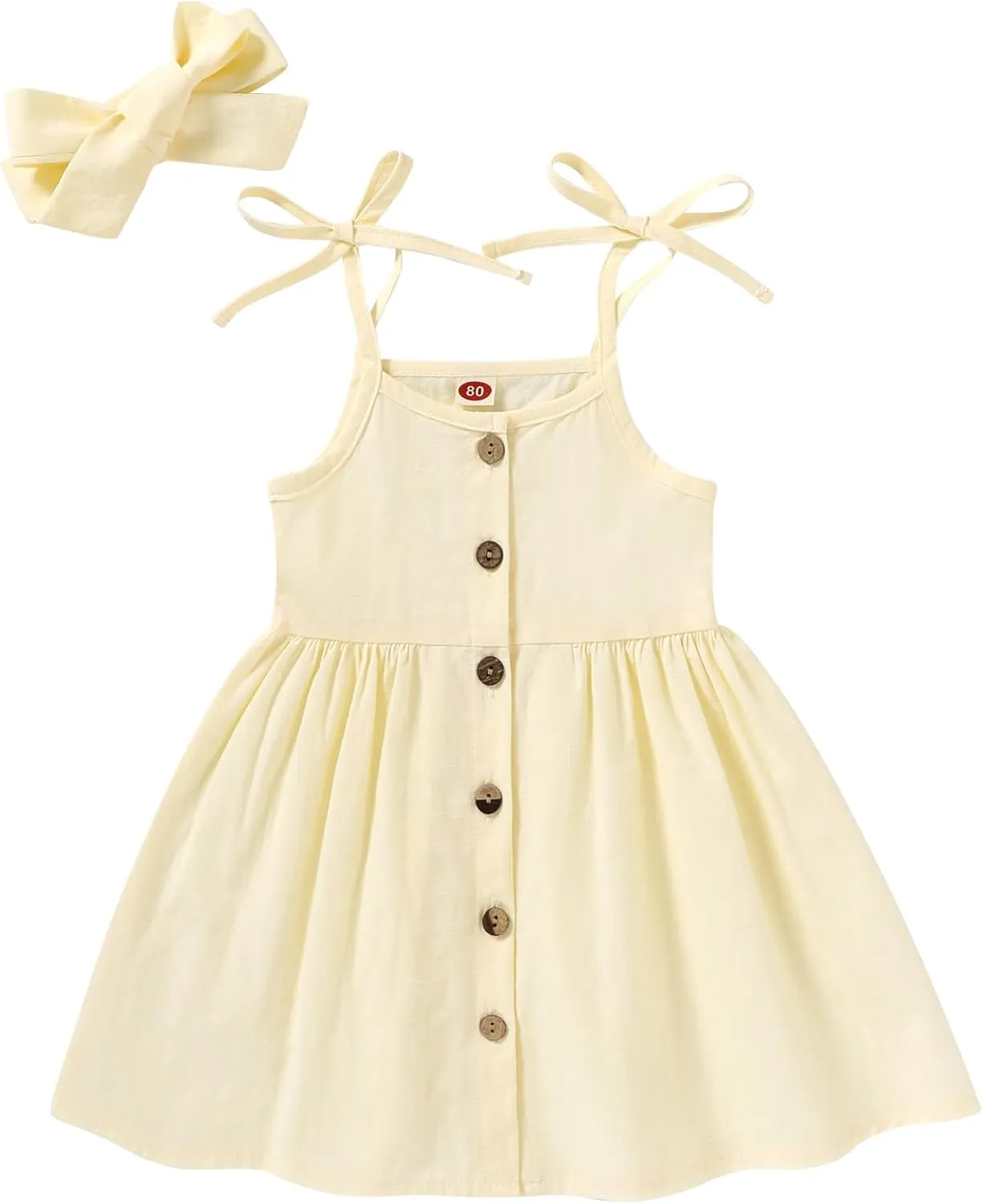 Happy Town 1-6 Years Toddler Baby Girls Summer Button Strap Dress Princess Sundress