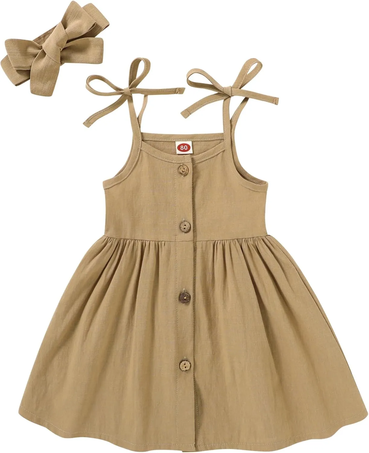 Happy Town 1-6 Years Toddler Baby Girls Summer Button Strap Dress Princess Sundress