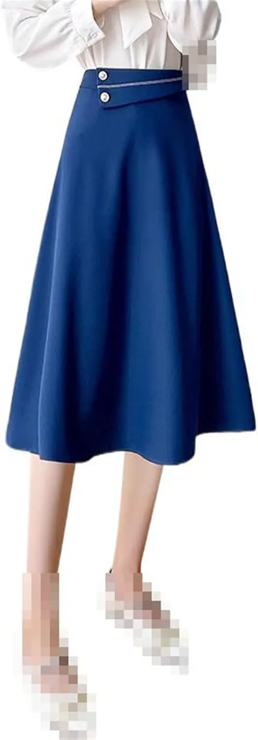 High-Waist A-line Skirt for Women,Spring,Office Flared mid-Length Skirt