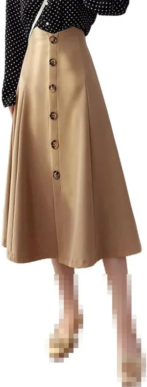High-Waist mid-Length A-line Skirt for Women,Flared Spring Office Skirt