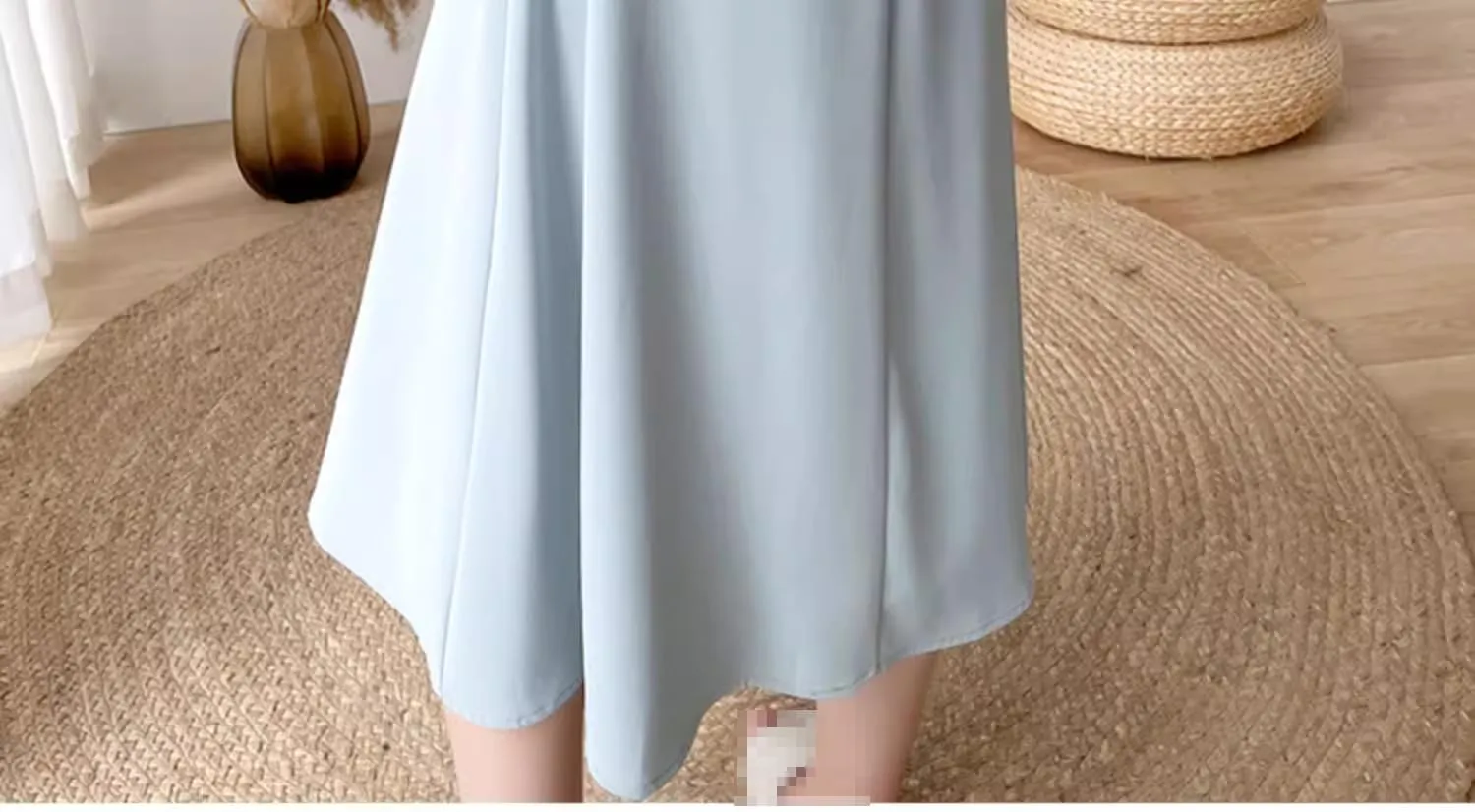 High-Waist mid-Length Flared Skirt for Women,Spring,Loose Casual A-line Skirt