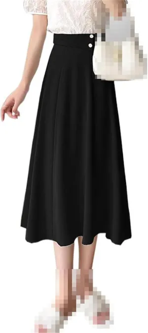 High-Waist mid-Length Flared Skirt for Women,Spring,Loose Casual A-line Skirt