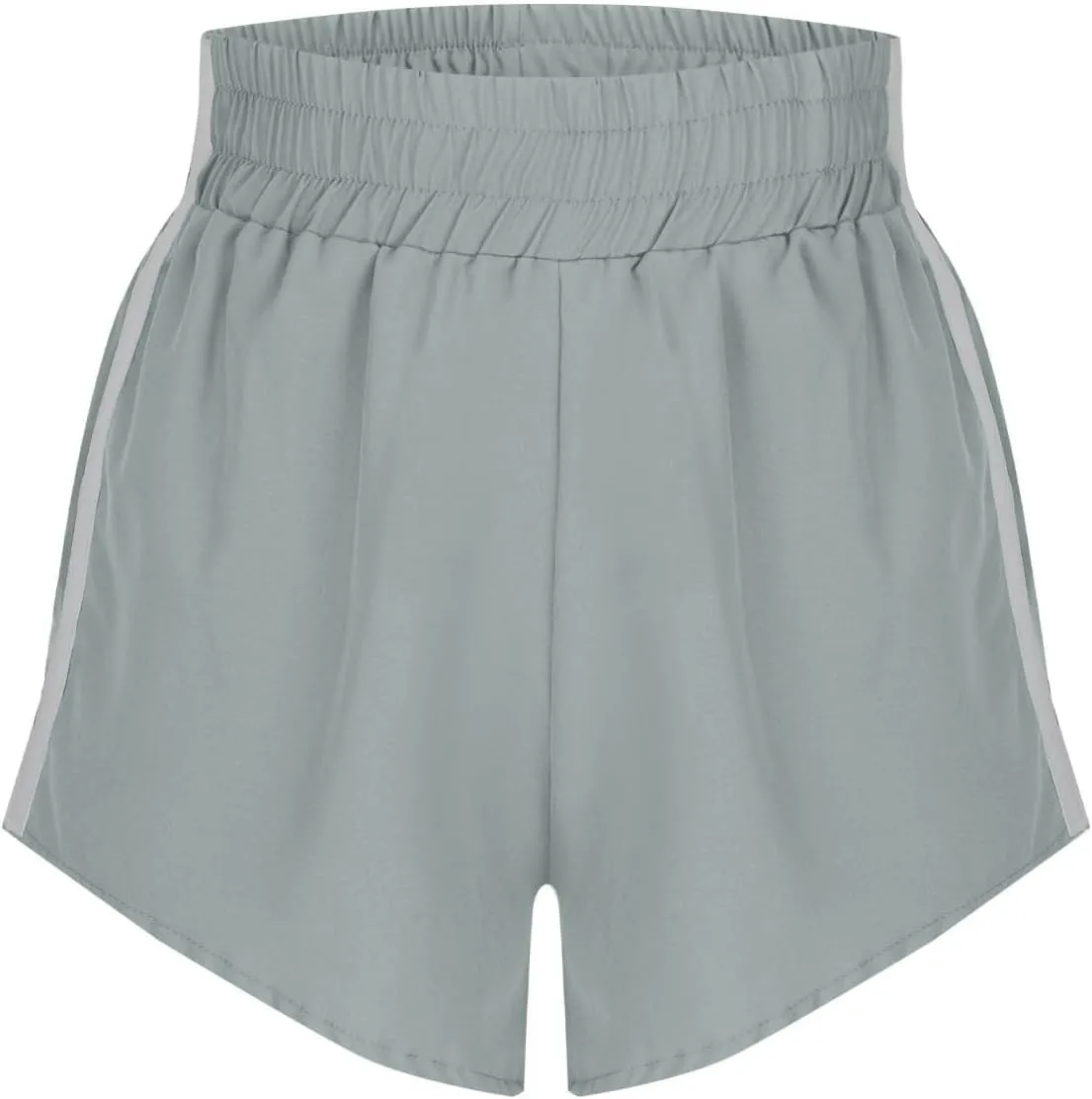 High Waisted Athletic Running Quick Dry Sports Shorts Lightweight Elastic Waist Tennis Shorts Side Stripes