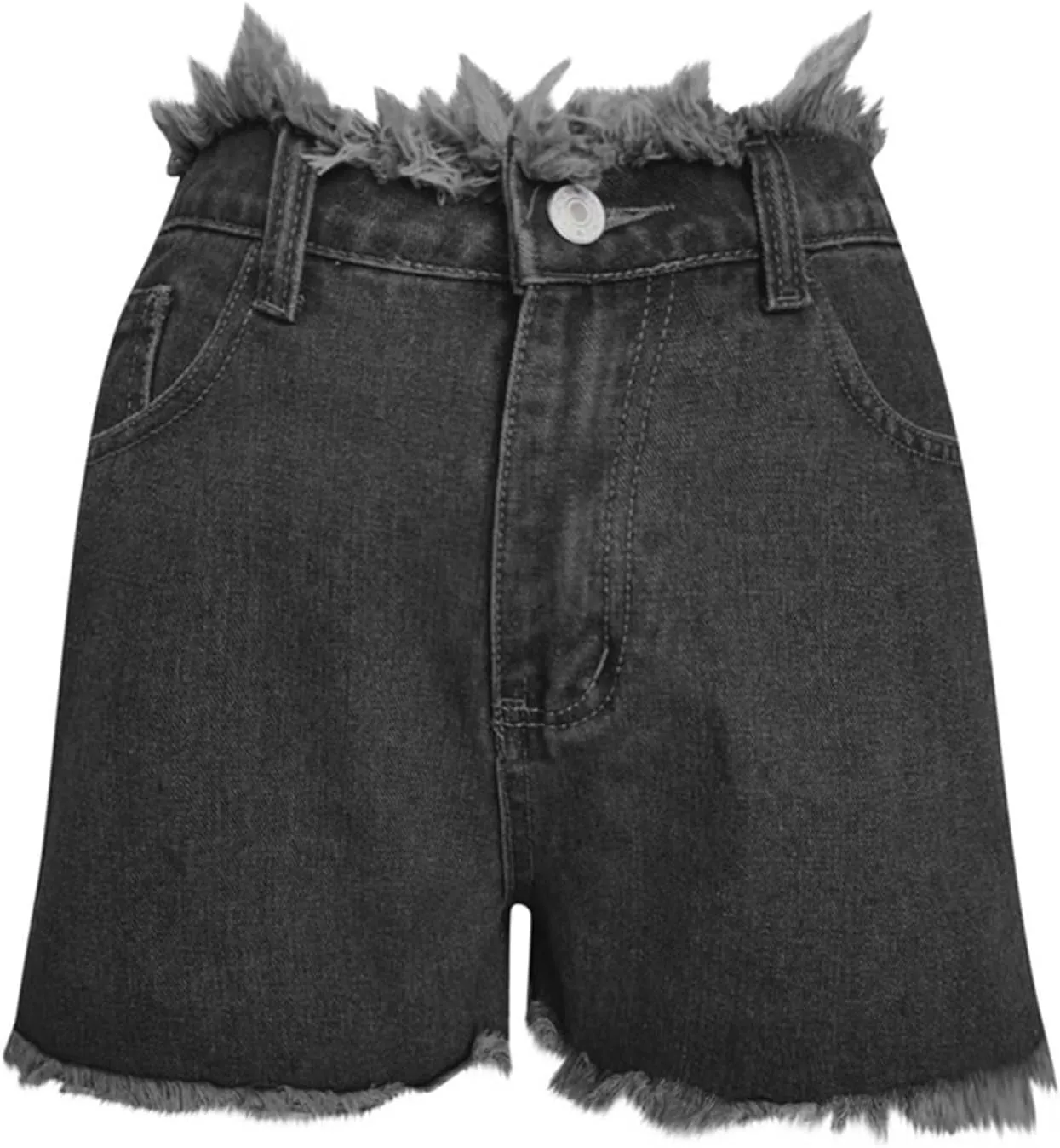High Waisted Denim Shorts Women Distressed Stretchy Baggy Jean Shorts Tummy Control Raw Hem Casual Short Jeans