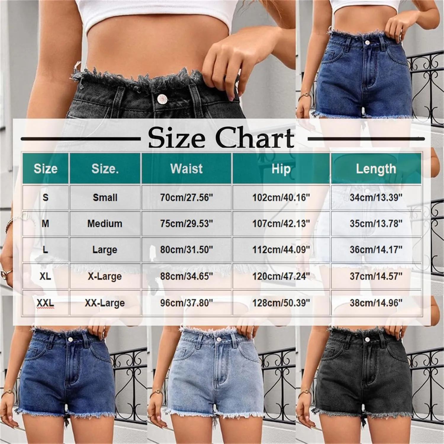 High Waisted Denim Shorts Women Distressed Stretchy Baggy Jean Shorts Tummy Control Raw Hem Casual Short Jeans
