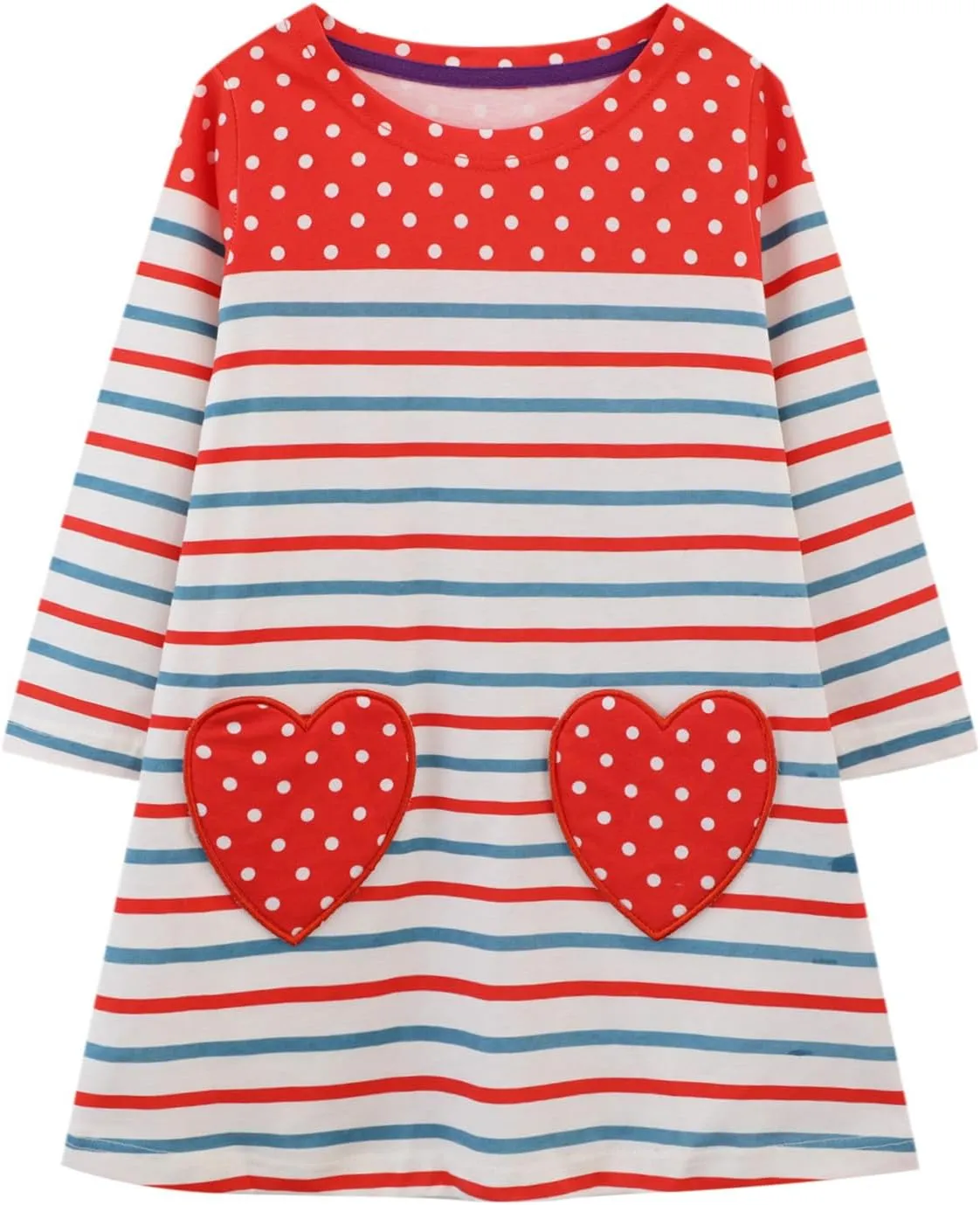 HILEELANG Little Girl Long Sleeve Dress Cotton Casual Applique Halloween Christams Tunic Shirt Clothes