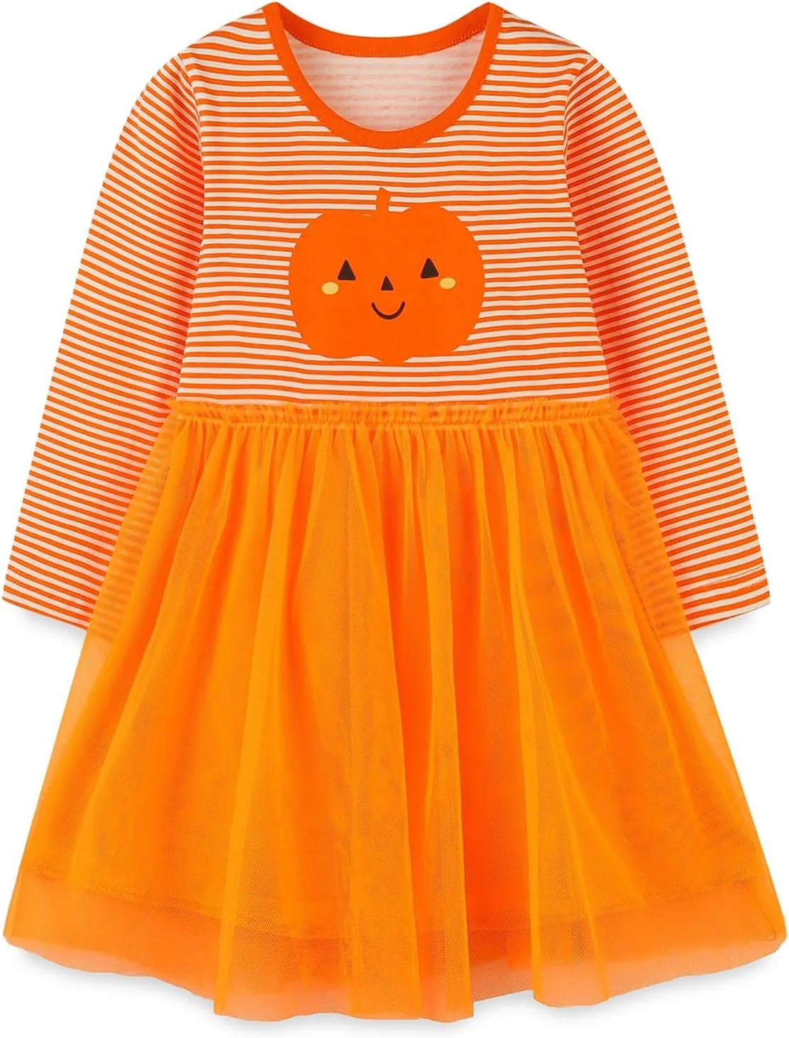 HILEELANG Little Girl Long Sleeve Dress Cotton Casual Applique Halloween Christams Tunic Shirt Clothes