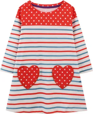 HILEELANG Little Girl Long Sleeve Dress Cotton Casual Applique Halloween Christams Tunic Shirt Clothes