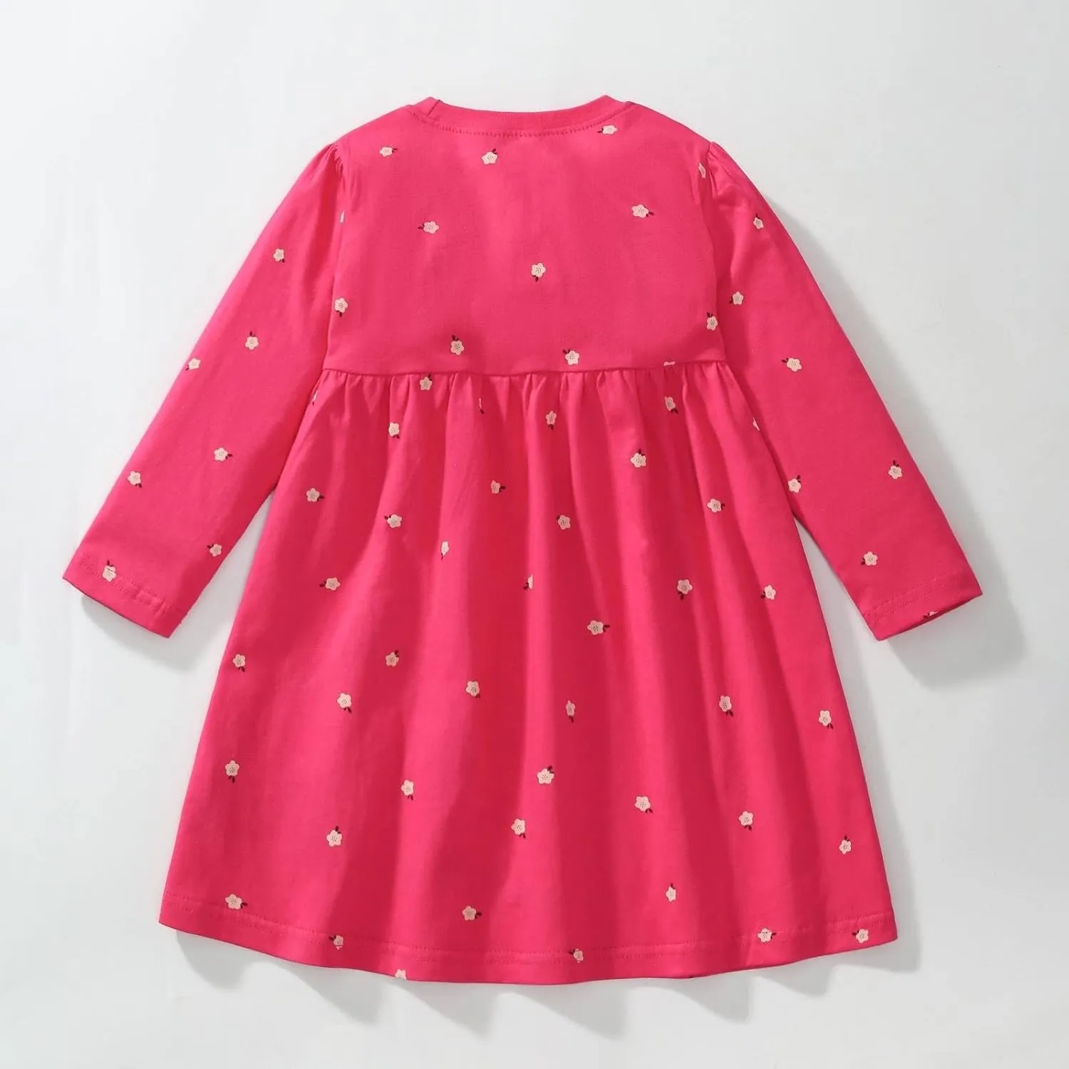 HILEELANG Toddler Girls Long Sleeve Dress Fall Autuman Cotton Casual Floal Jersey Shirt Dresses