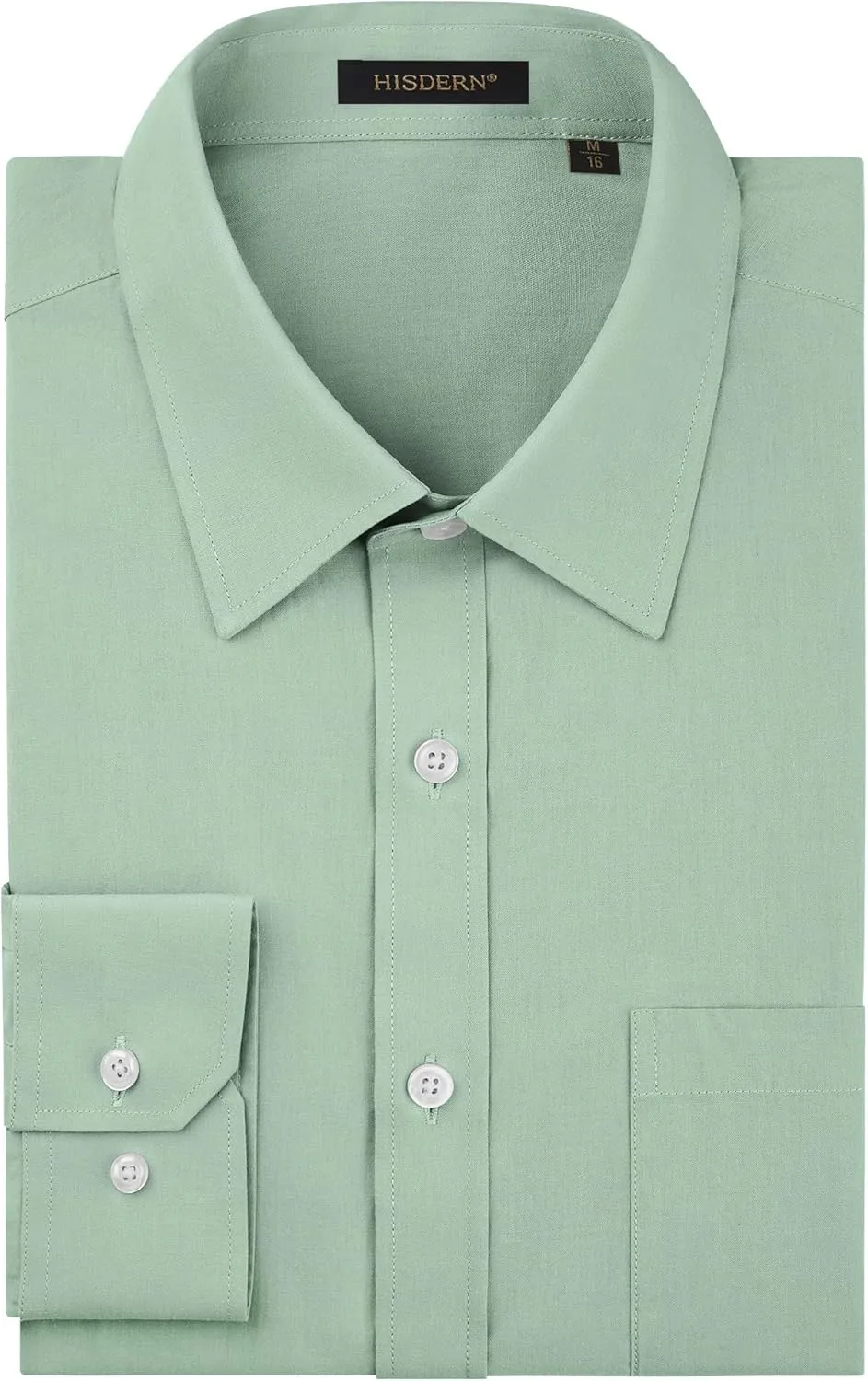 HISDERN Mens Dress Shirt Long Sleeve Botton Down Formal Shirts Regular Fit Solid Casual Business Cotton Shirts for Men