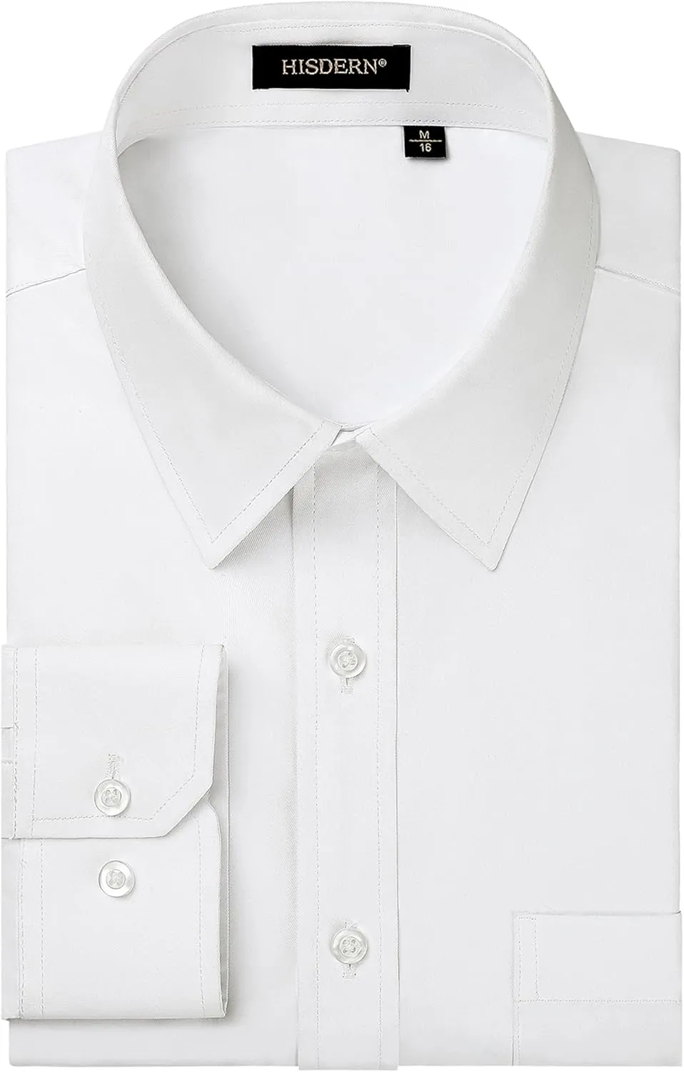 HISDERN Mens Dress Shirt Long Sleeve Botton Down Formal Shirts Regular Fit Solid Casual Business Cotton Shirts for Men