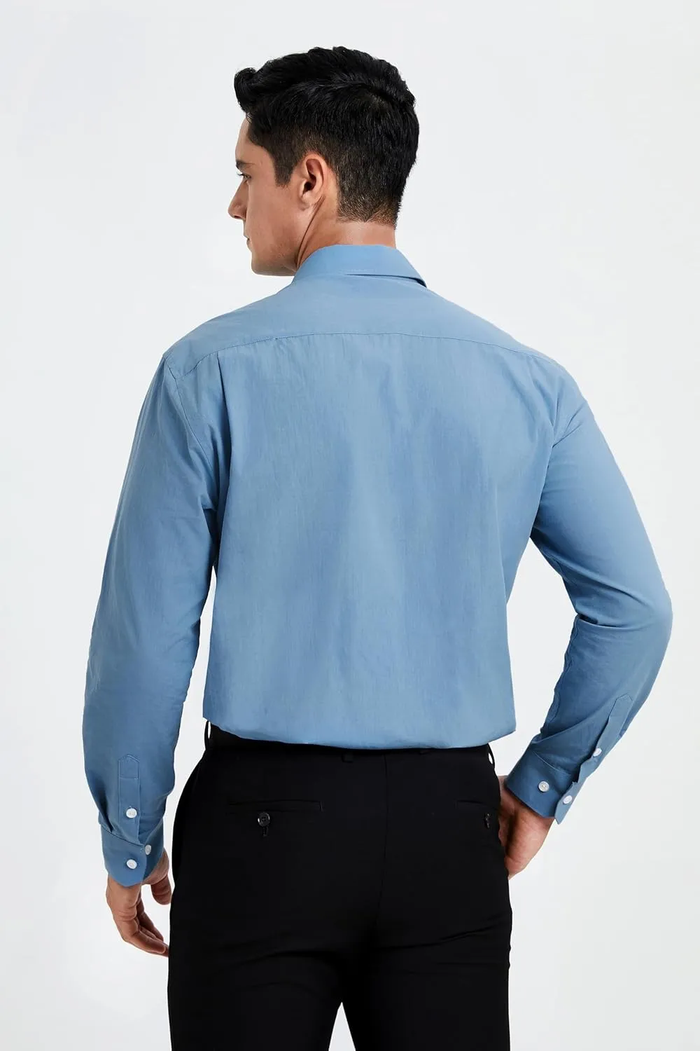 HISDERN Mens Dress Shirt Long Sleeve Botton Down Formal Shirts Regular Fit Solid Casual Business Cotton Shirts for Men