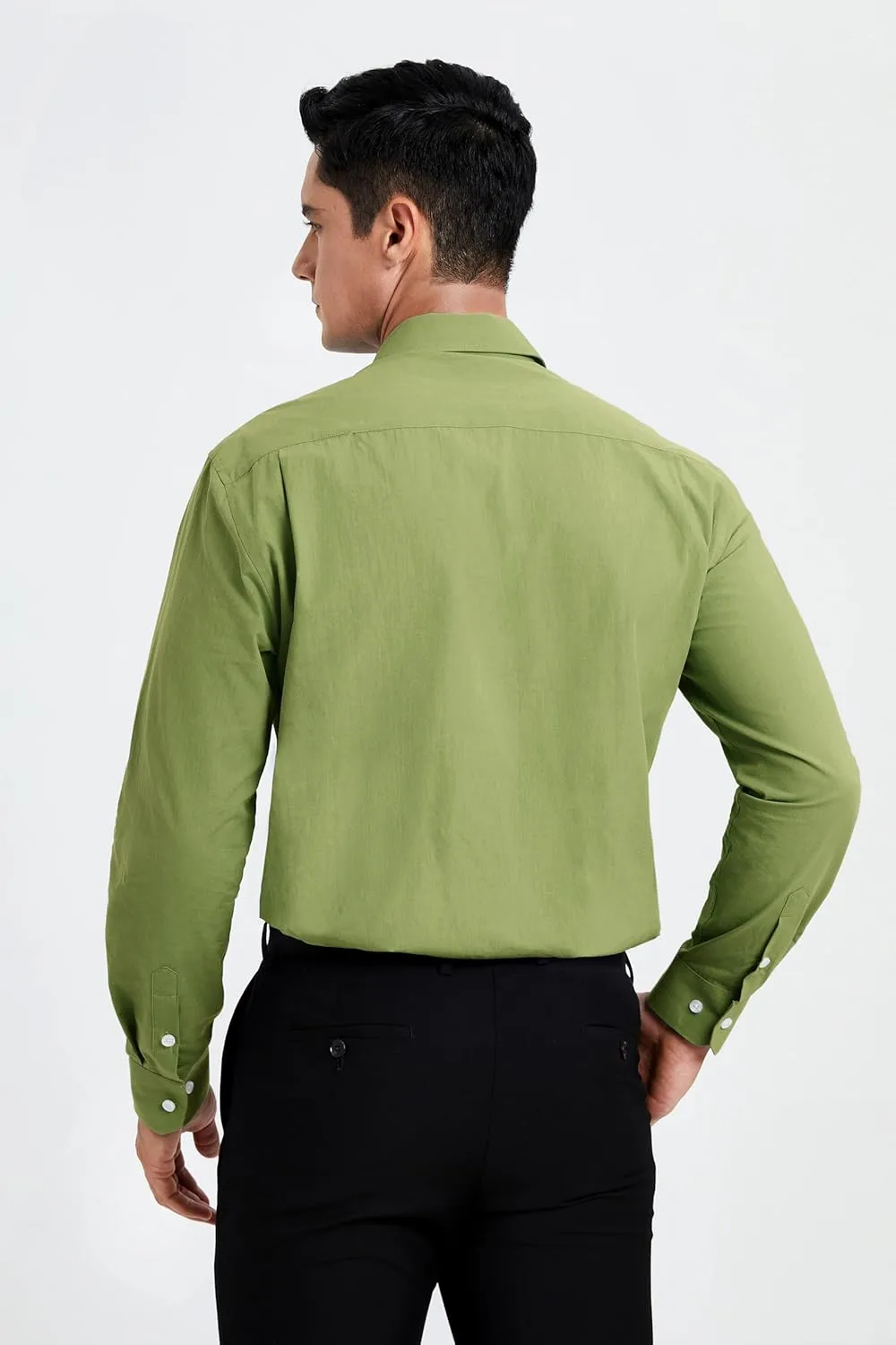 HISDERN Mens Dress Shirt Long Sleeve Botton Down Formal Shirts Regular Fit Solid Casual Business Cotton Shirts for Men