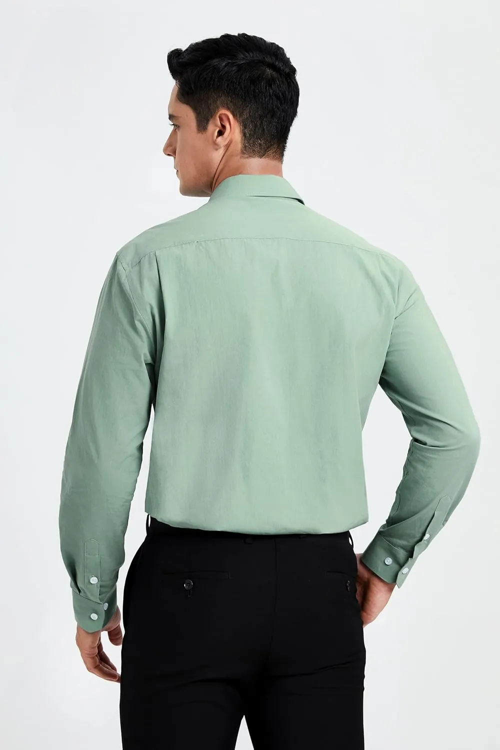 HISDERN Mens Dress Shirt Long Sleeve Botton Down Formal Shirts Regular Fit Solid Casual Business Cotton Shirts for Men
