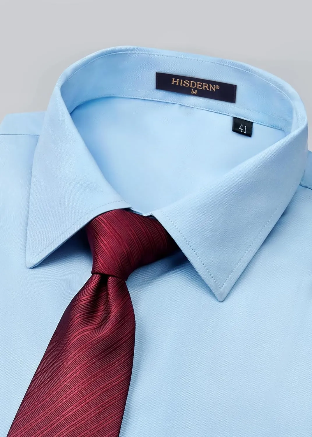 HISDERN Mens Dress Shirt Long Sleeve Botton Down Formal Shirts Regular Fit Solid Casual Business Cotton Shirts for Men