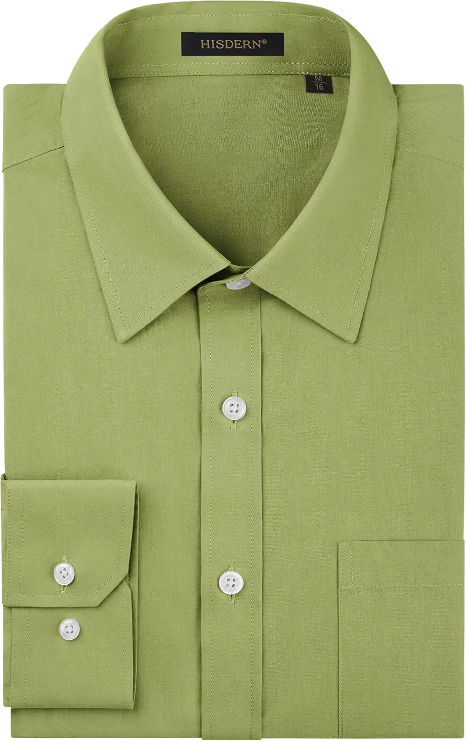 HISDERN Mens Dress Shirt Long Sleeve Botton Down Formal Shirts Regular Fit Solid Casual Business Cotton Shirts for Men