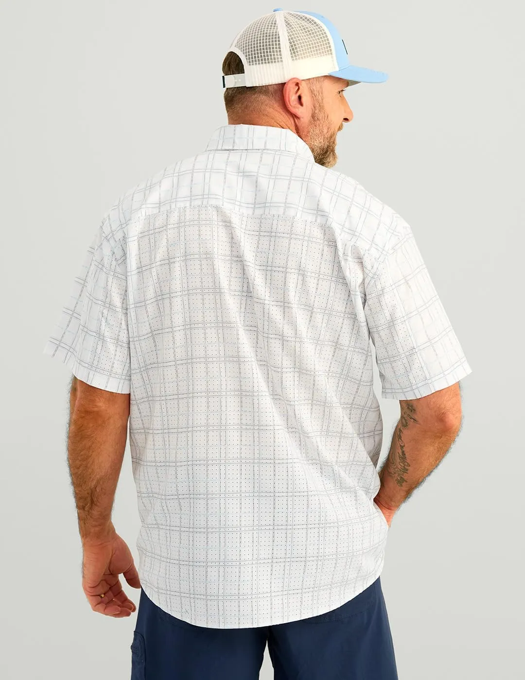 HUK Men's Tide Point Pattern Short Sleeve Shirt, Fishing Button Down
