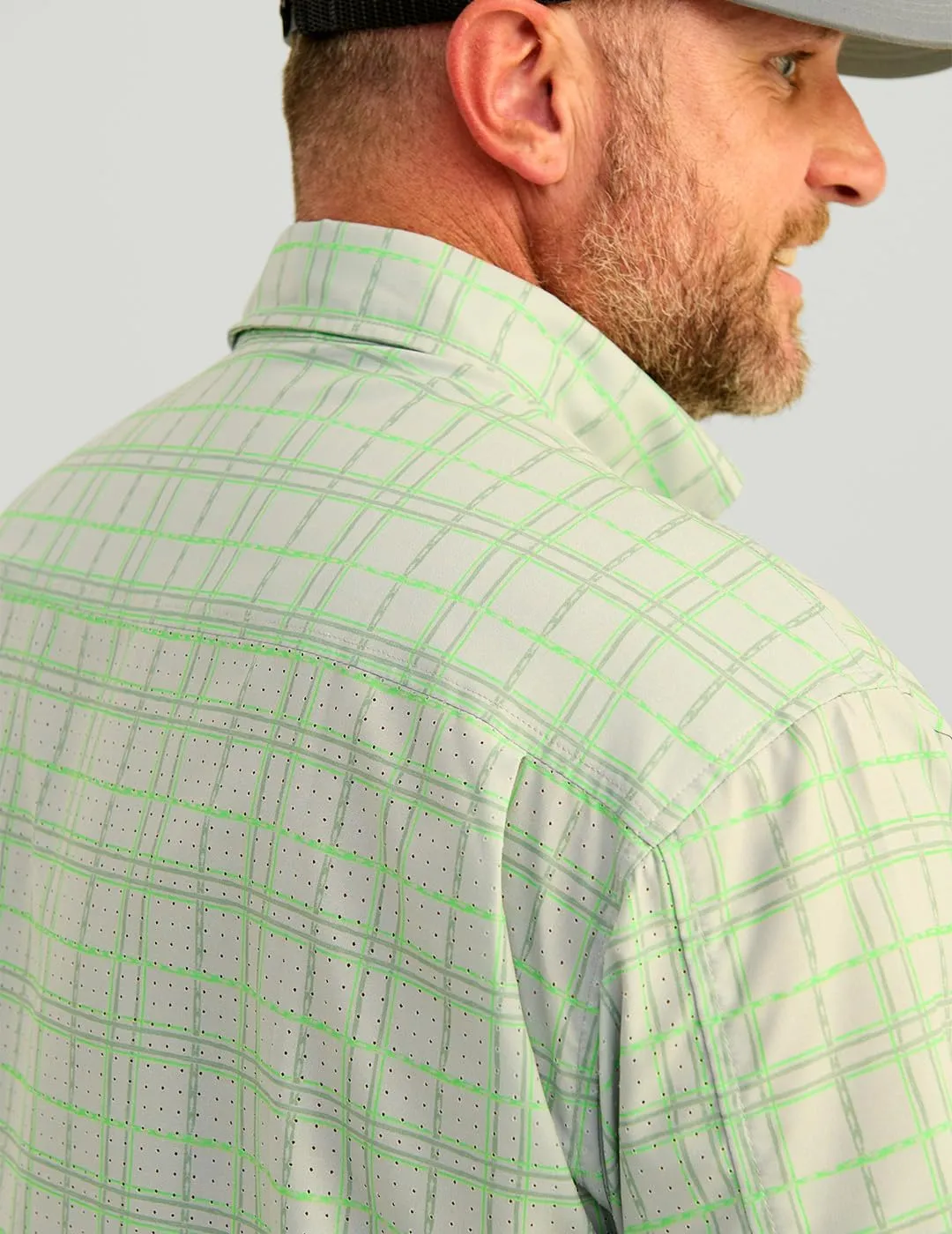 HUK Men's Tide Point Pattern Short Sleeve Shirt, Fishing Button Down