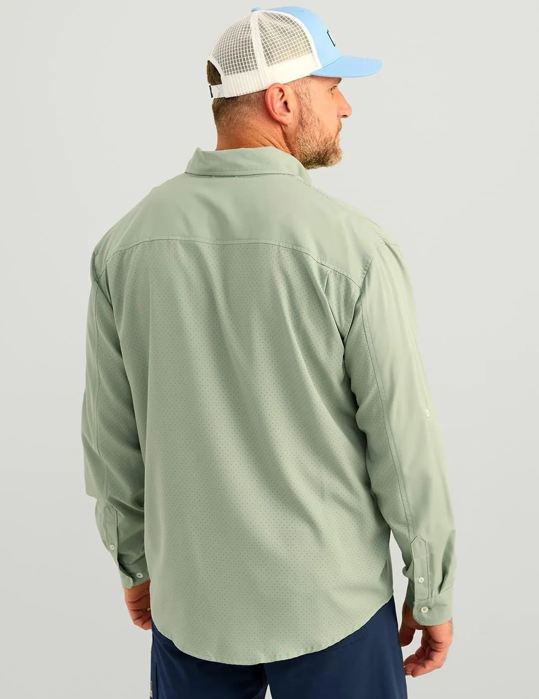HUK Men's Tide Point Solid Long Sleeve Shirt, Button