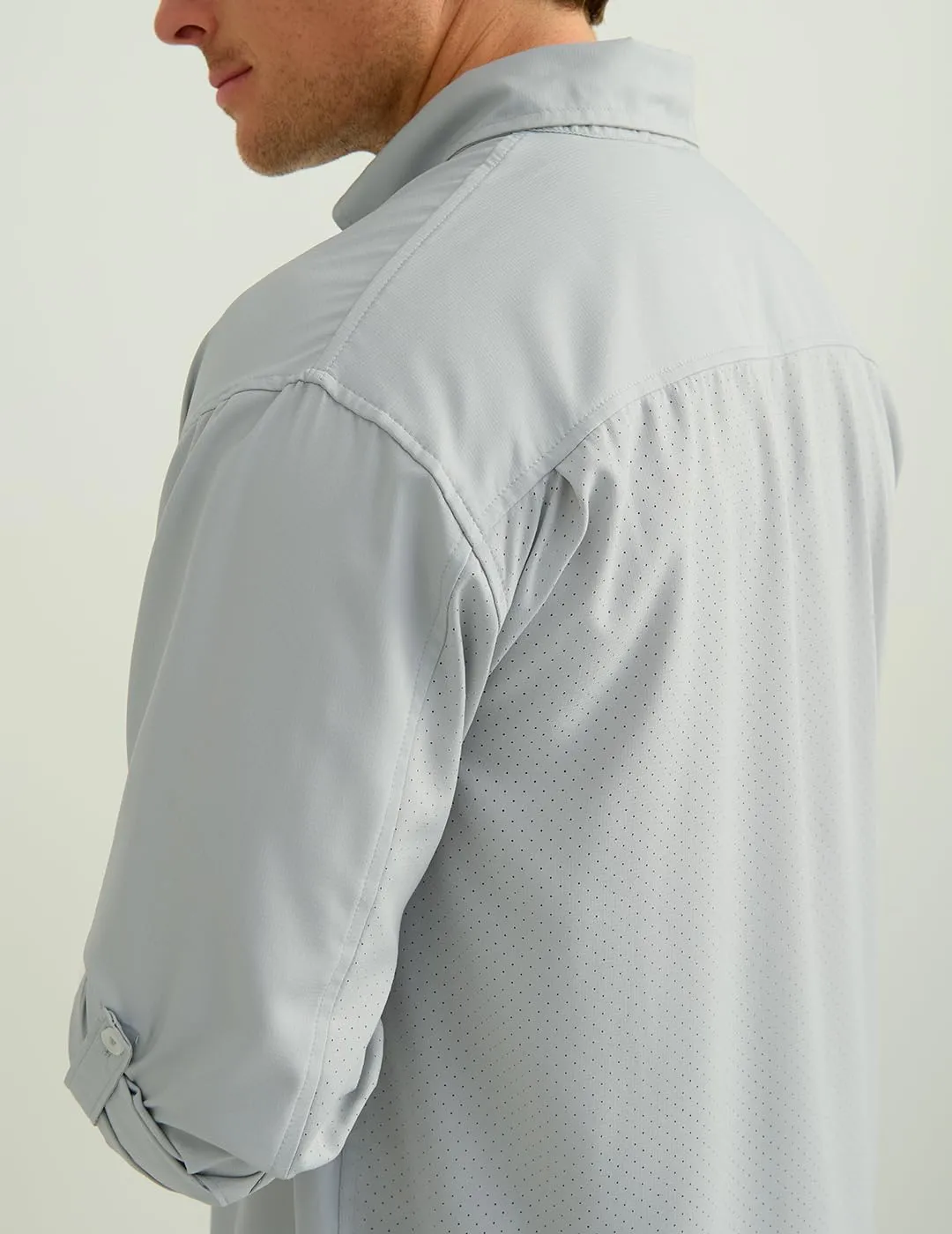 HUK Men's Tide Point Solid Long Sleeve Shirt, Button