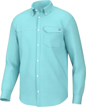 HUK Men's Tide Point Solid Long Sleeve Shirt, Button