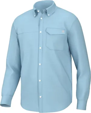 HUK Men's Tide Point Solid Long Sleeve Shirt, Button