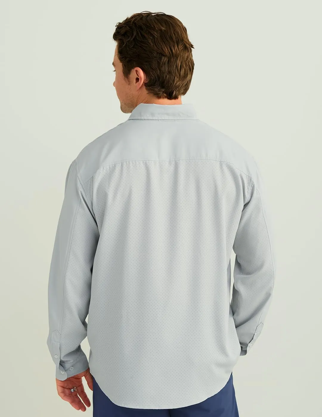 HUK Men's Tide Point Solid Long Sleeve Shirt, Button