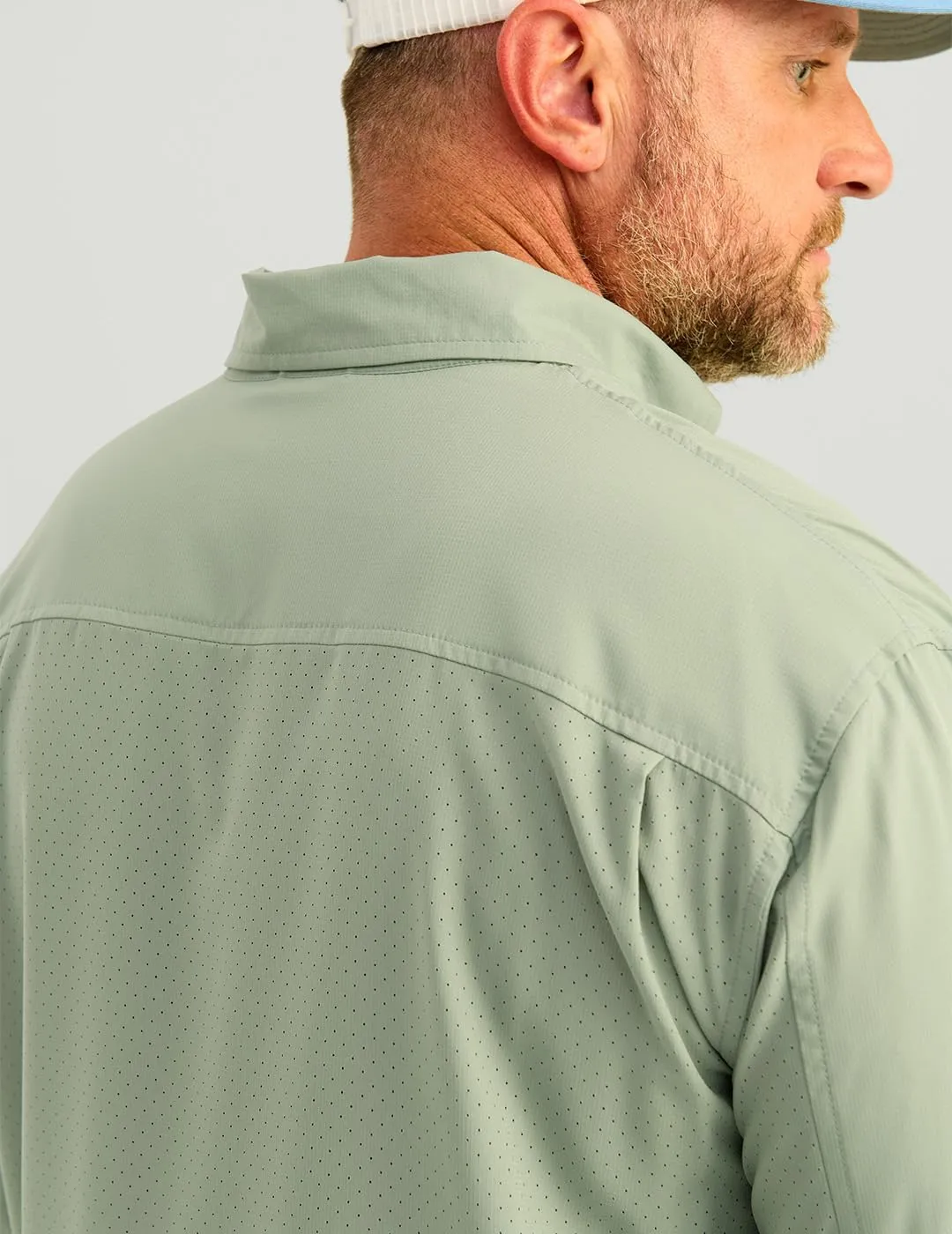 HUK Men's Tide Point Solid Long Sleeve Shirt, Button