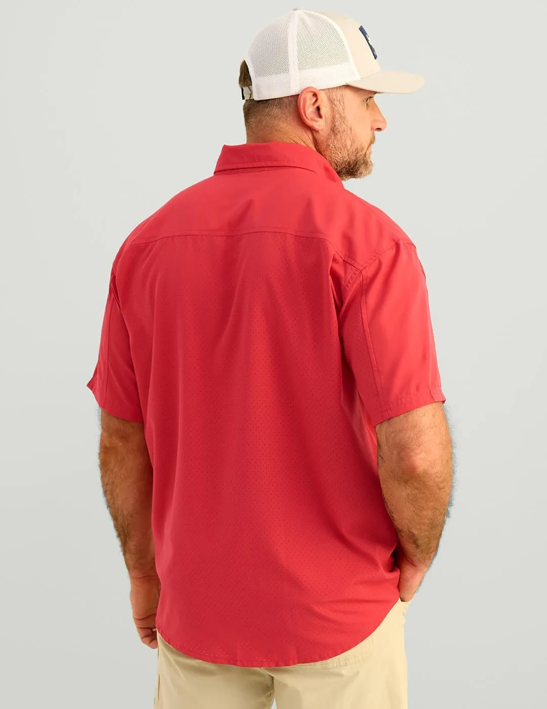 HUK Tide Point Solid Short Sleeve Shirt, Button Down for Men