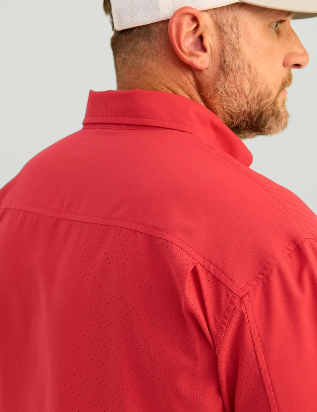 HUK Tide Point Solid Short Sleeve Shirt, Button Down for Men