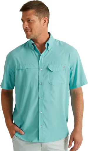 HUK Tide Point Solid Short Sleeve Shirt, Button Down for Men