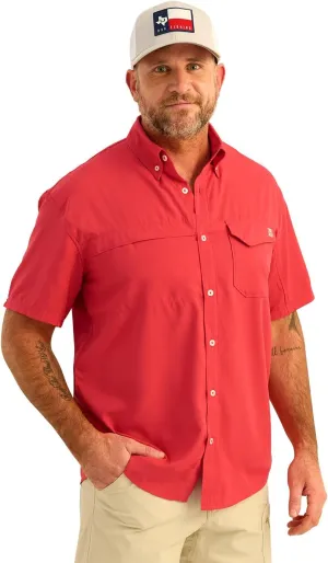 HUK Tide Point Solid Short Sleeve Shirt, Button Down for Men