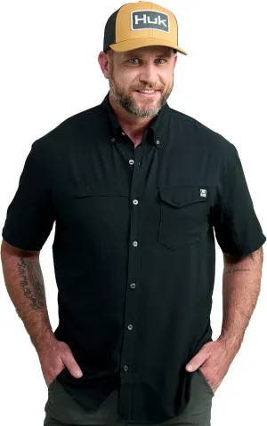 HUK Tide Point Solid Short Sleeve Shirt, Button Down for Men
