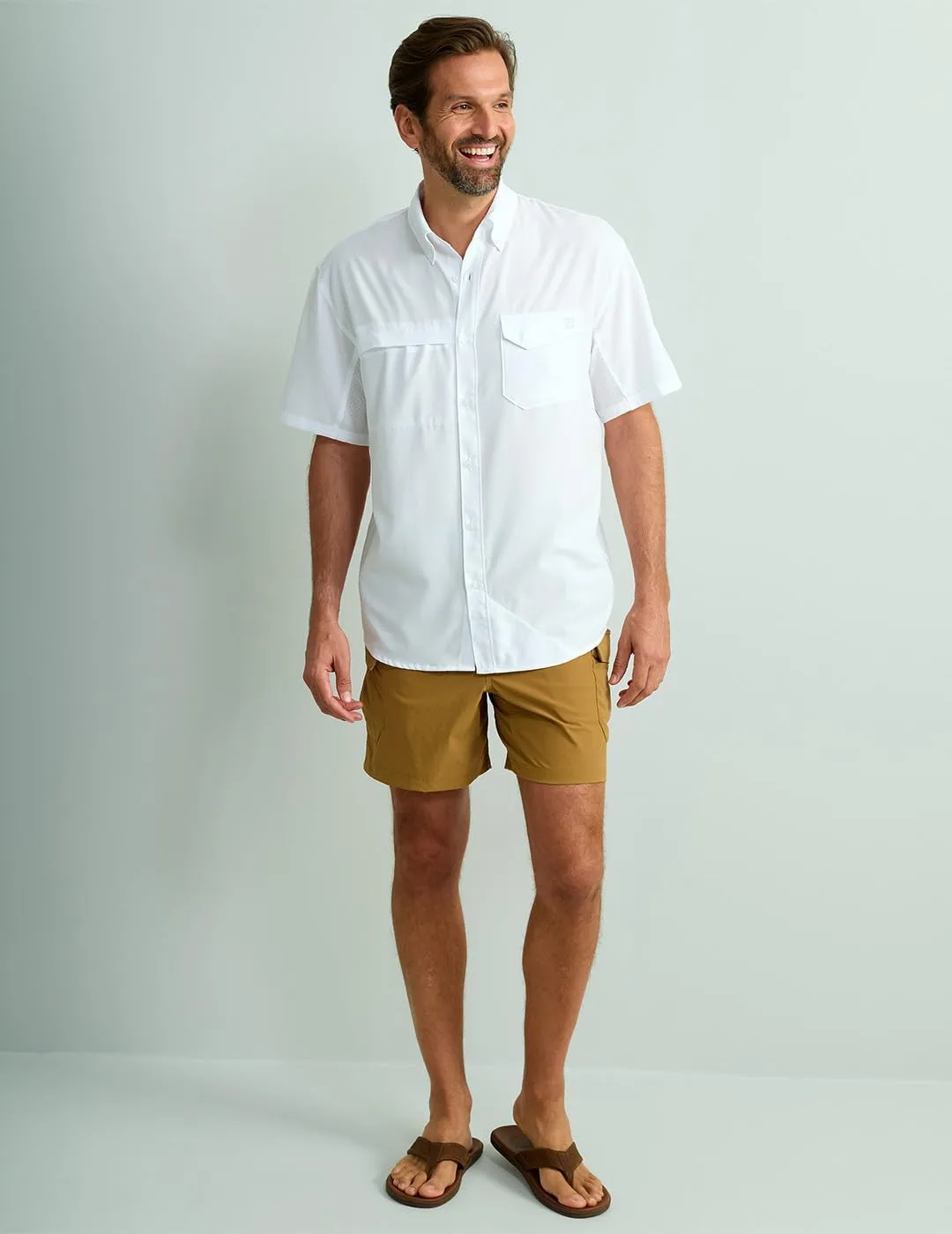 HUK Tide Point Solid Short Sleeve Shirt, Button Down for Men