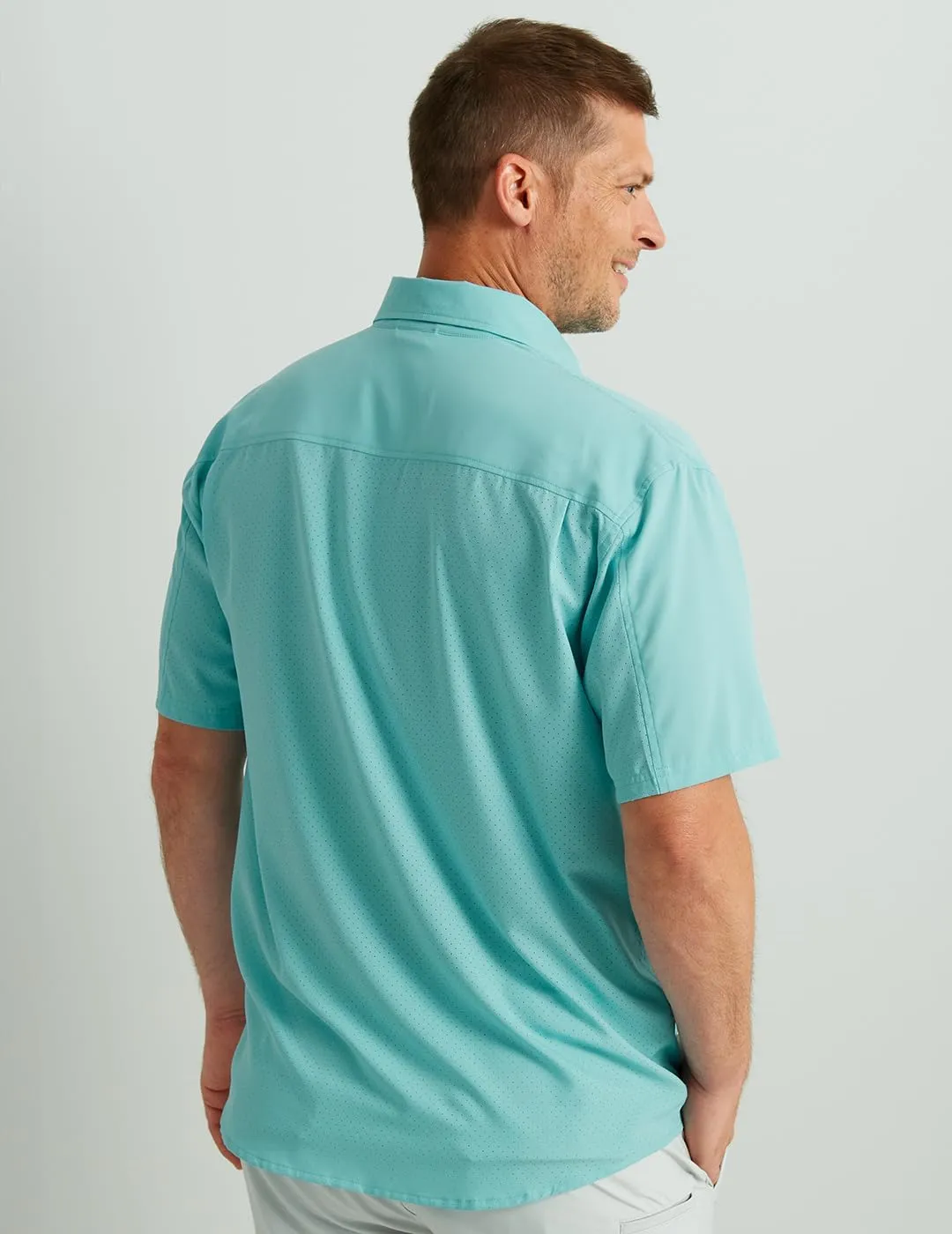 HUK Tide Point Solid Short Sleeve Shirt, Button Down for Men