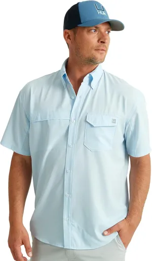 HUK Tide Point Solid Short Sleeve Shirt, Button Down for Men