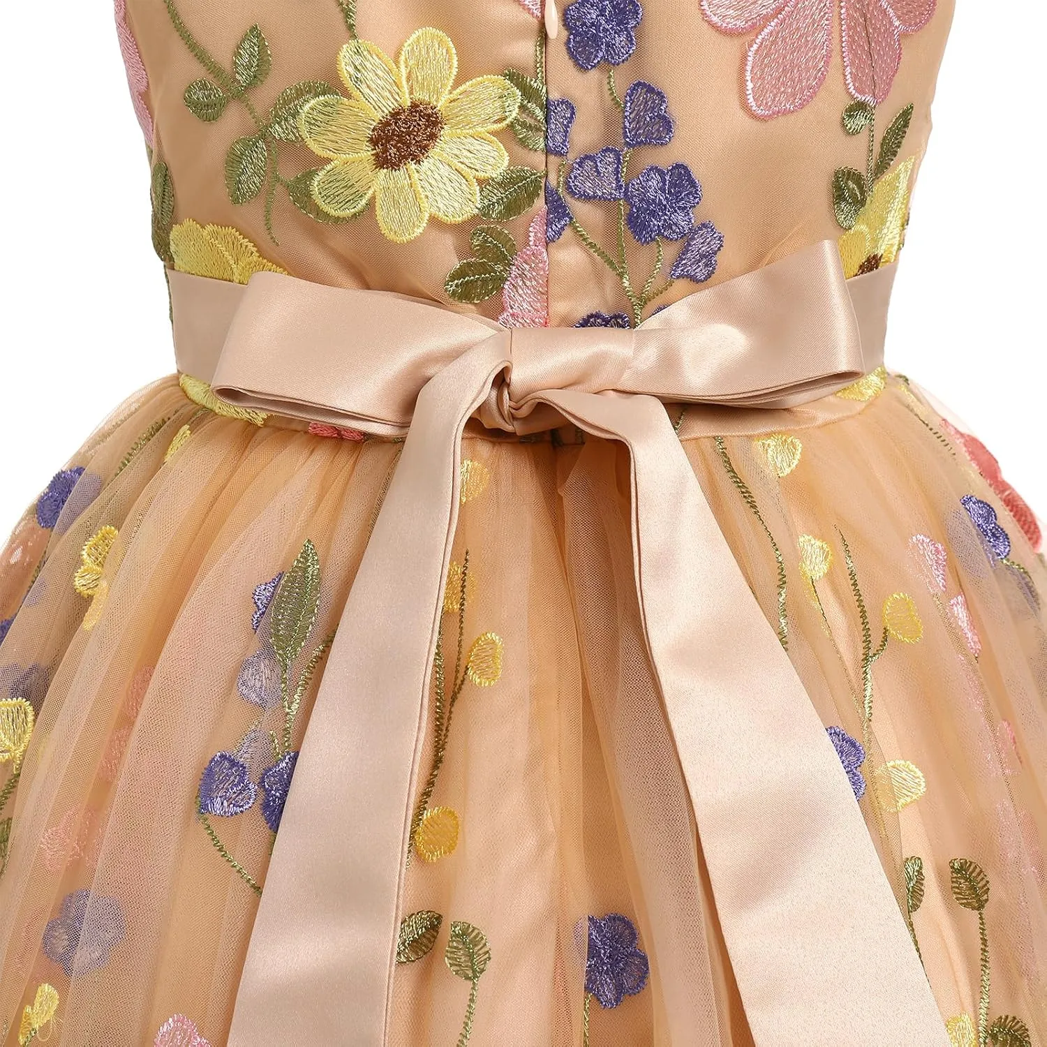 IBTOM CASTLE Flower Girls Tutu Dress Kids Embroidered Wedding Bridesmaid Dress Girl Pirncess Birthday Party Dress Ball Gown
