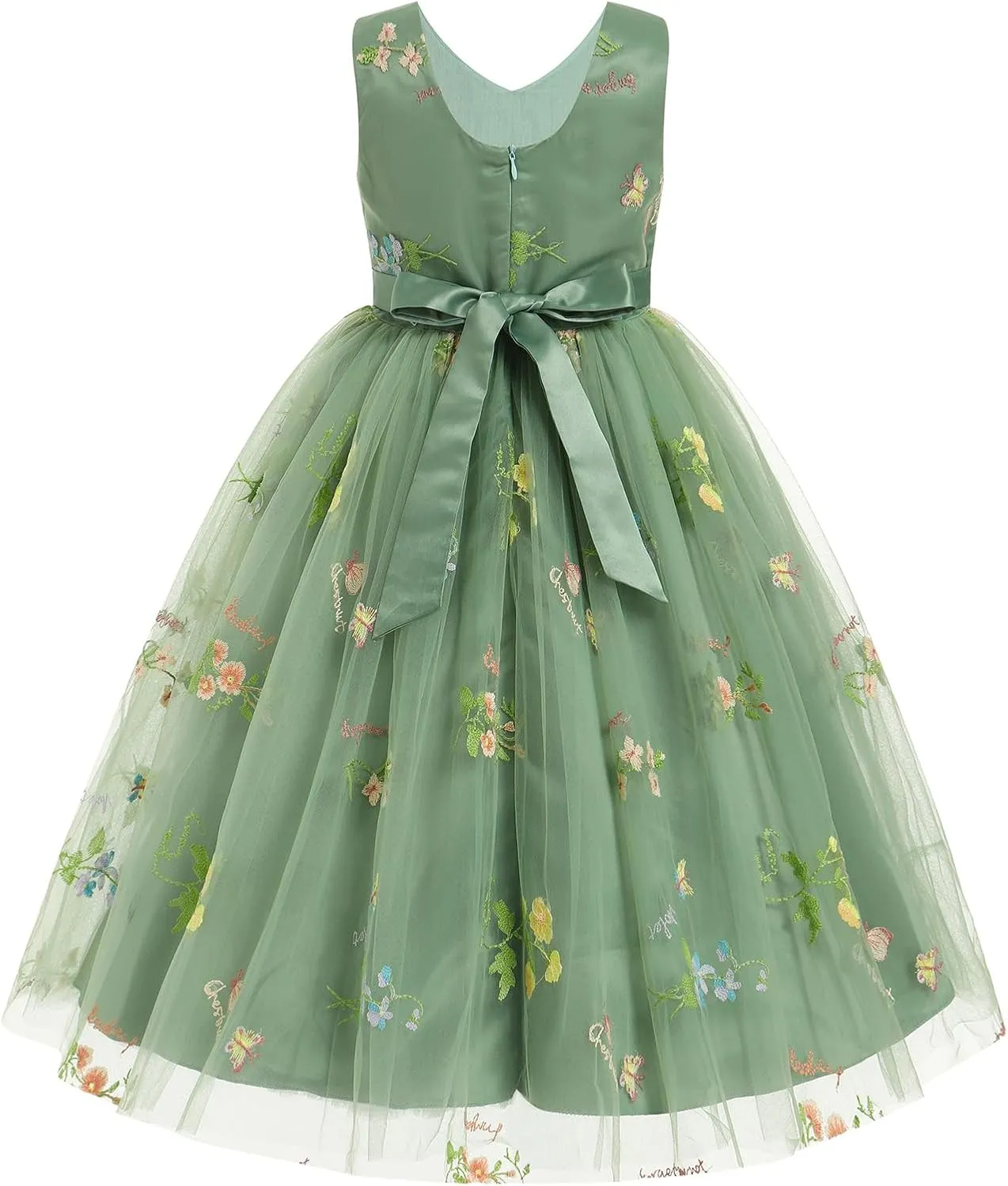 IBTOM CASTLE Flower Girls Tutu Dress Kids Embroidered Wedding Bridesmaid Dress Girl Pirncess Birthday Party Dress Ball Gown