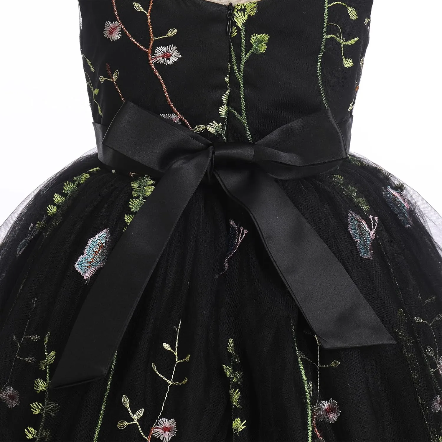 IBTOM CASTLE Flower Girls Tutu Dress Kids Embroidered Wedding Bridesmaid Dress Girl Pirncess Birthday Party Dress Ball Gown