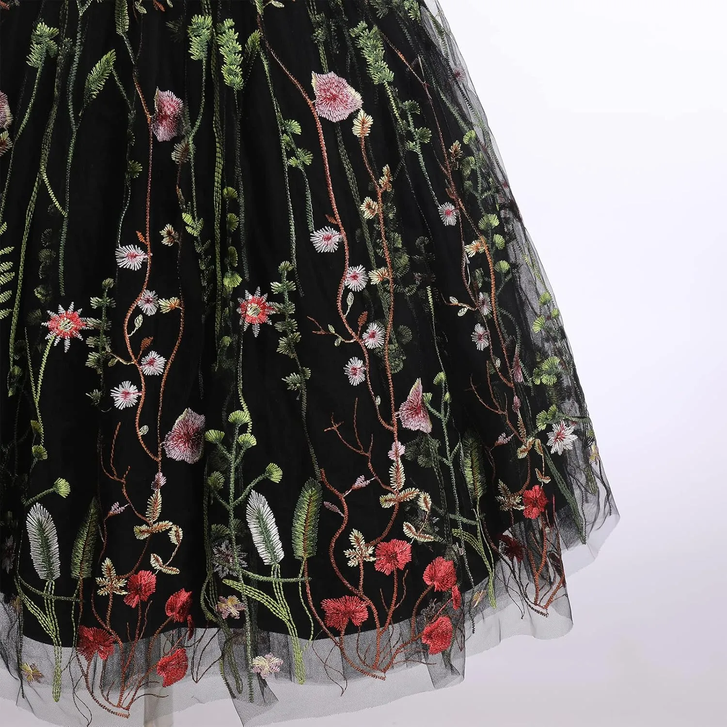 IBTOM CASTLE Flower Girls Tutu Dress Kids Embroidered Wedding Bridesmaid Dress Girl Pirncess Birthday Party Dress Ball Gown