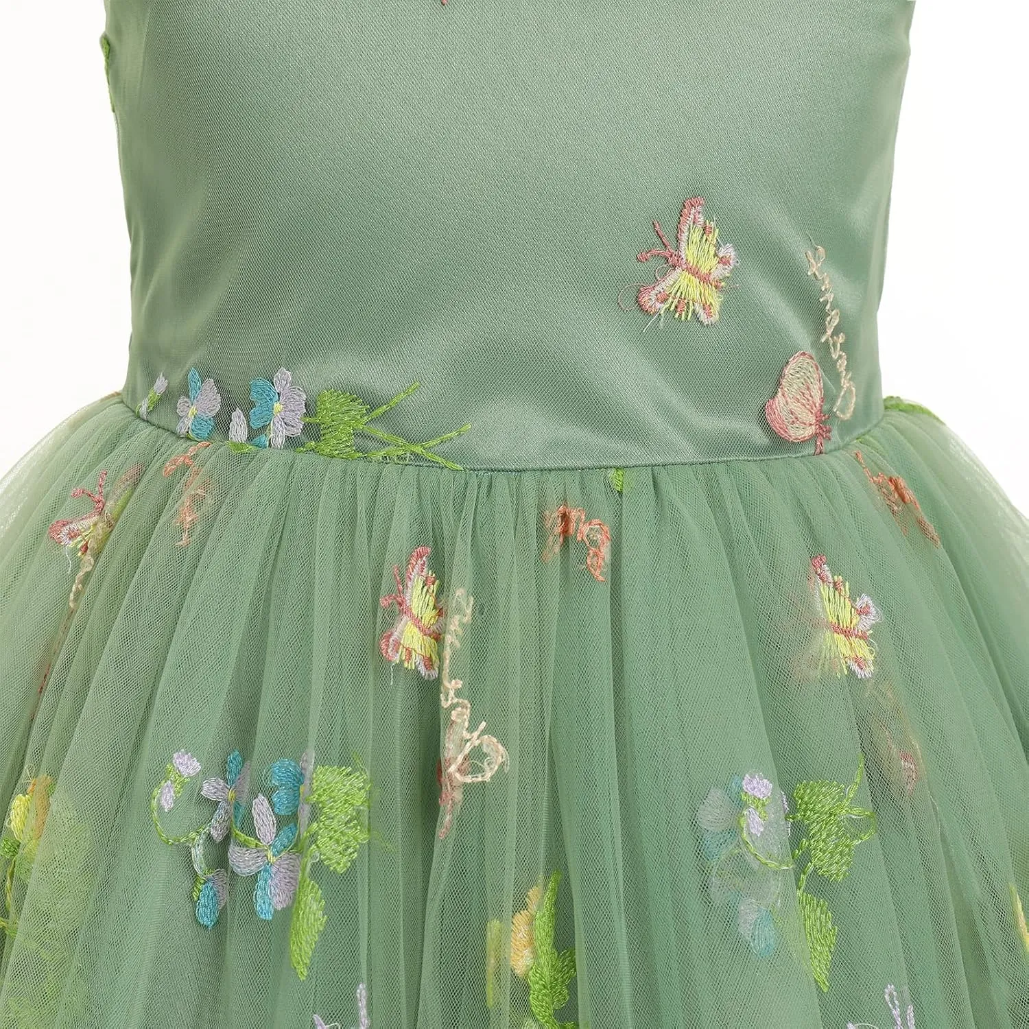 IBTOM CASTLE Flower Girls Tutu Dress Kids Embroidered Wedding Bridesmaid Dress Girl Pirncess Birthday Party Dress Ball Gown