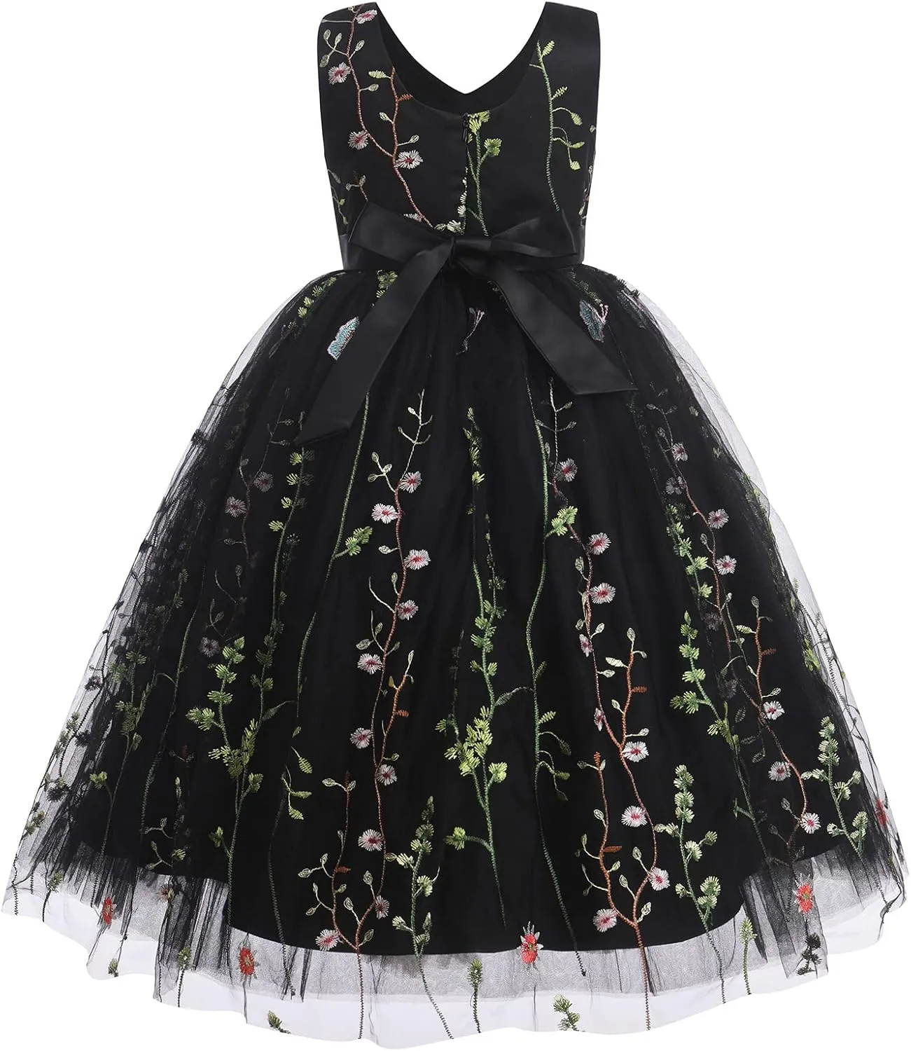 IBTOM CASTLE Flower Girls Tutu Dress Kids Embroidered Wedding Bridesmaid Dress Girl Pirncess Birthday Party Dress Ball Gown