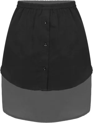 iiniim Women Irregular Mini Pleated A-Line Skirt Asymmetric Button Down Detachable Skirt