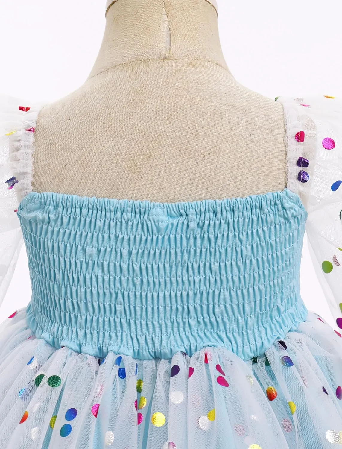 IMEKIS Toddler Girl Birthday Dress Floral Confetti Tulle Formal Wedding Party Long Sleeve Dress Cake Smash Photo Shoot