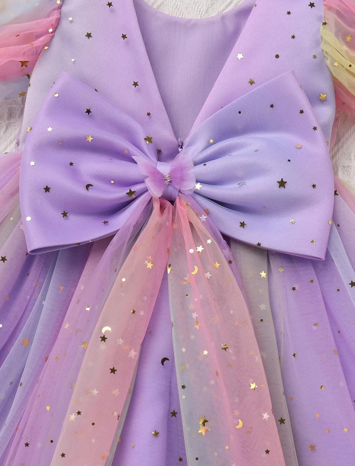 IMEKIS Toddler Girls Sparkle Butterfly Dress Mesh Sleeve Birthday Formal Wedding Pageant Party Tulle Tutu Dresses