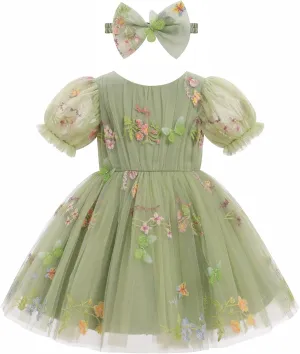 IMEKIS Toddler Girls Sparkle Butterfly Dress Mesh Sleeve Birthday Formal Wedding Pageant Party Tulle Tutu Dresses
