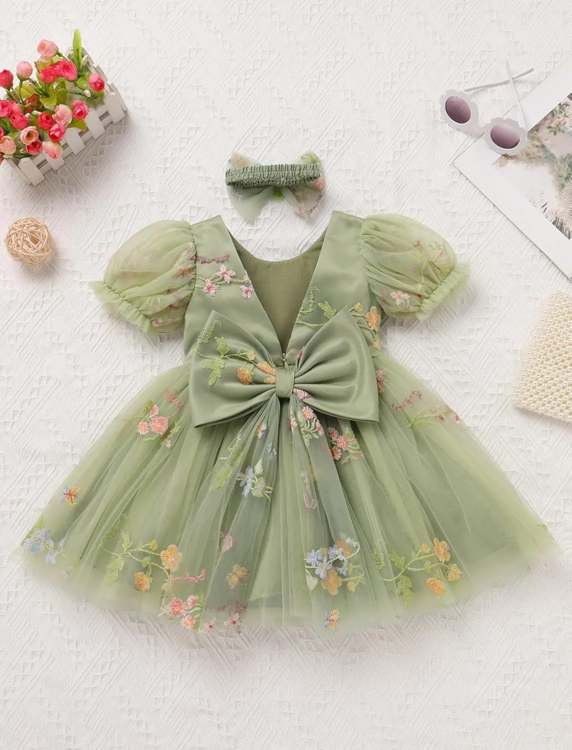IMEKIS Toddler Girls Sparkle Butterfly Dress Mesh Sleeve Birthday Formal Wedding Pageant Party Tulle Tutu Dresses